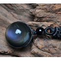 Pendentif en obsidienne - Oeil arc-en-ciel ou Oeil céleste