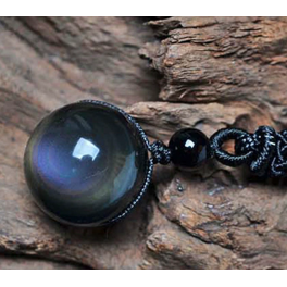 Pendentif en obsidienne - oeil arc-en-ciel